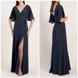 Jenny You Navy Ari Flutter Sleeve Dress